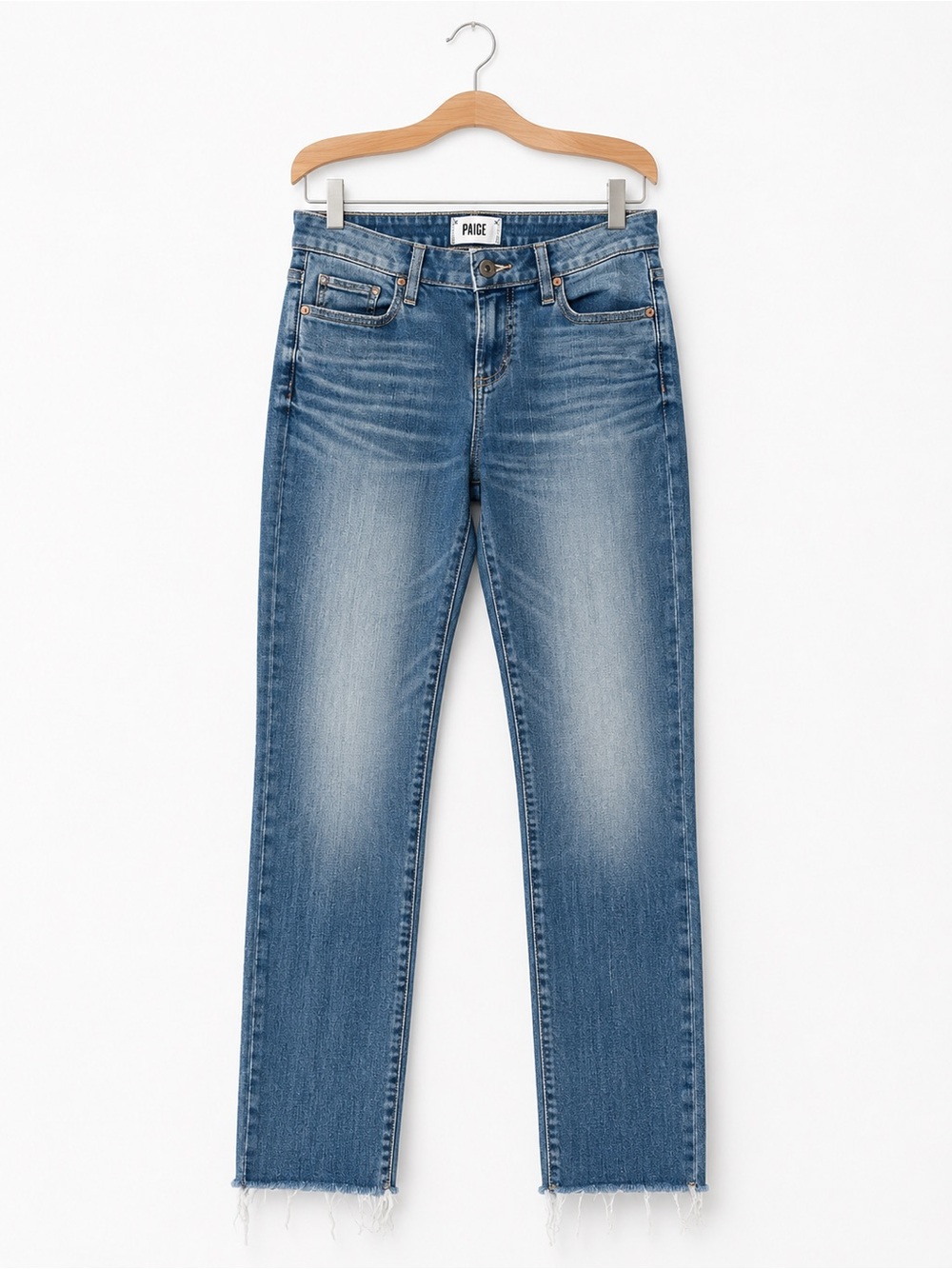 PAIGE Skyline Skinny Crop Jeans Raw Hem Light Wash Size 26
